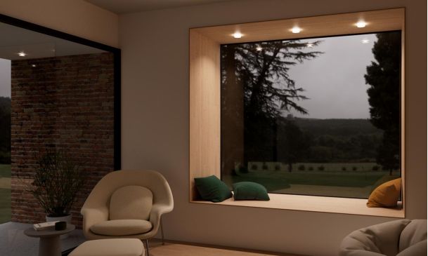 Outdoor space with DMF downlights